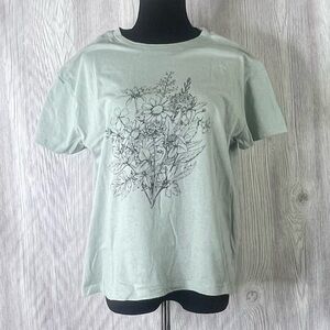 Doe x Target Sage Green Wildflower floral Bouquet Graphic Tee- XL